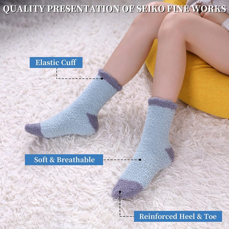 SDBING Fuzzy Socks for Women Soft Fluffy Home Sleeping Socks Cozy Warm Slipper Socks 6 or 5 Pairs - Image 2